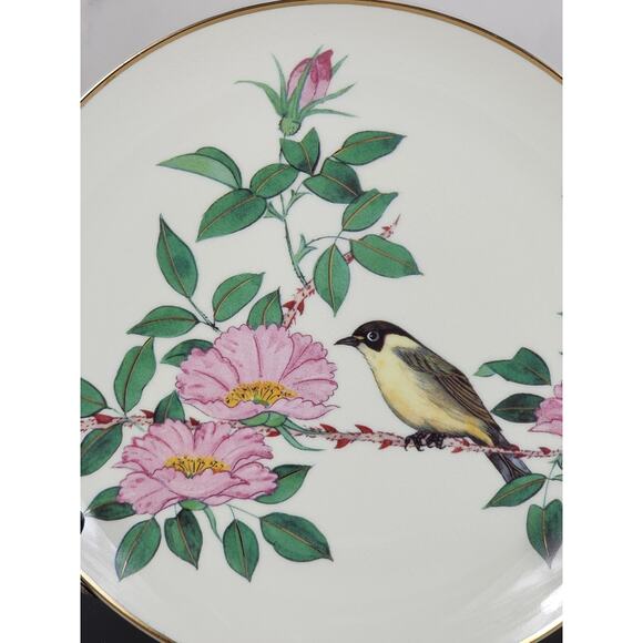 Satsuma White Eyed Warbler Plate Wall Decor 7 1/2" The Flowering Of Spring Japan - Picture 2 of 14